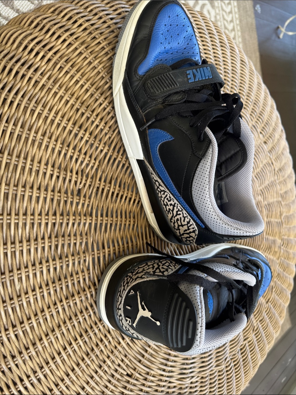 Nike Air Jordan Sneakers in Black, Blue & Gray with Elephant Print